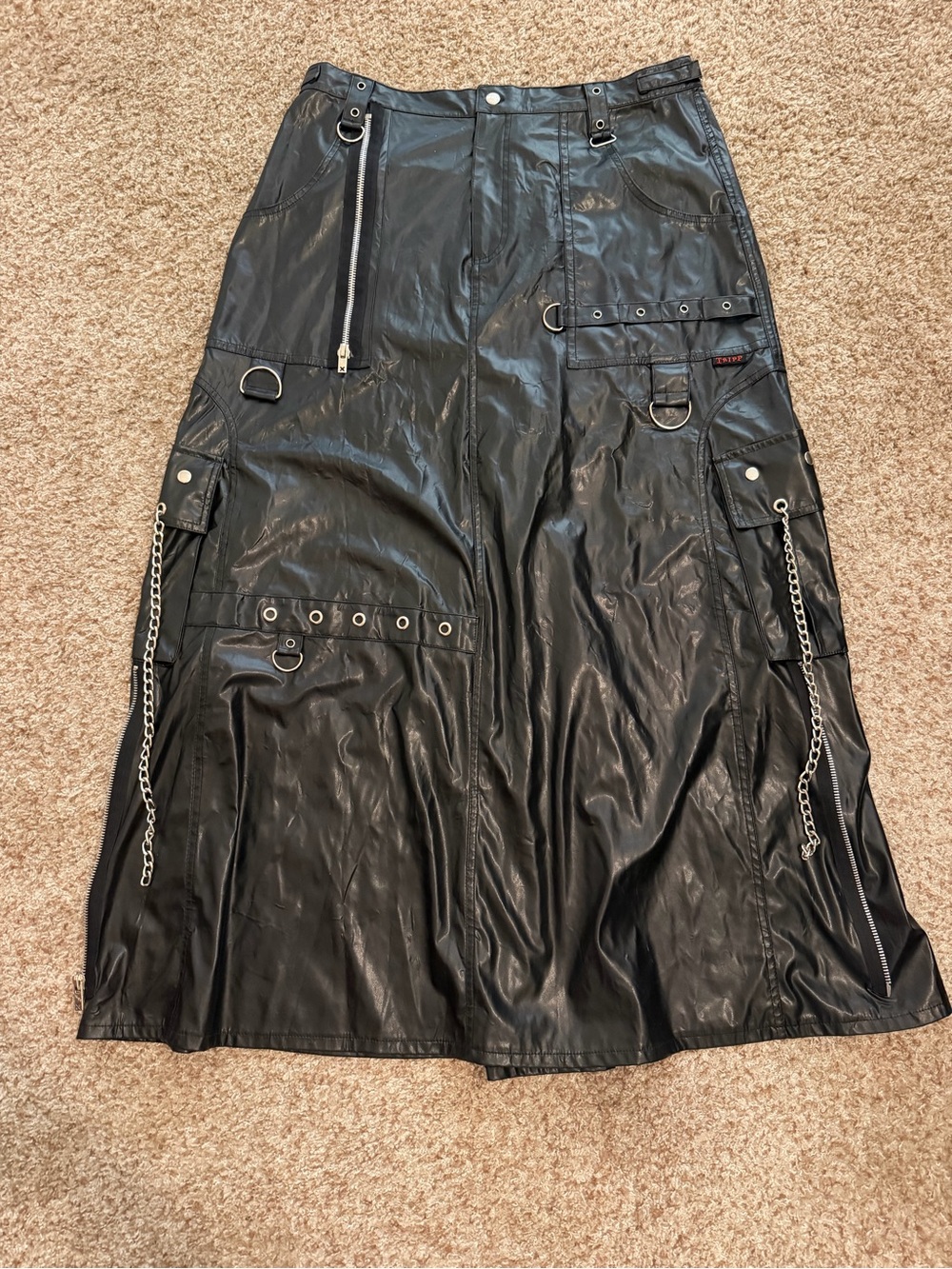 Vintage 90s/Y2K Tripp NYC Men’s Hellraiser Black Faux Leather Maxi Skirt 2X Punk